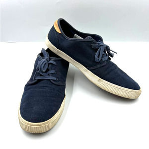 TOMS Navy Blue Sneakers Tennis Shoes Canvas Lace Up Shoes Men's 10.5